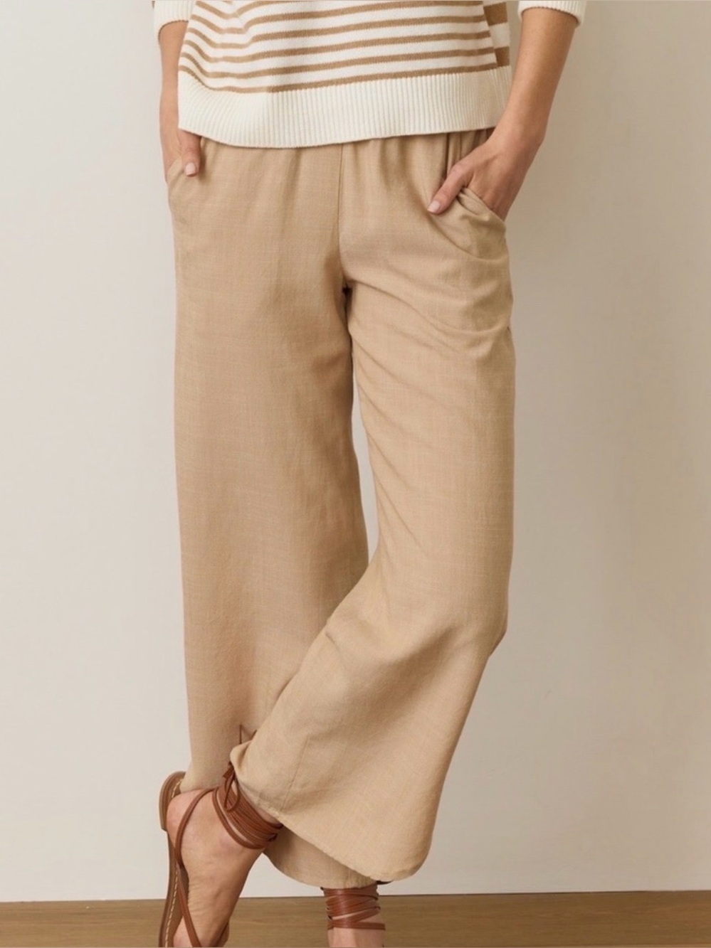 Marine Layer Allison Wide Leg Pants in Taupe